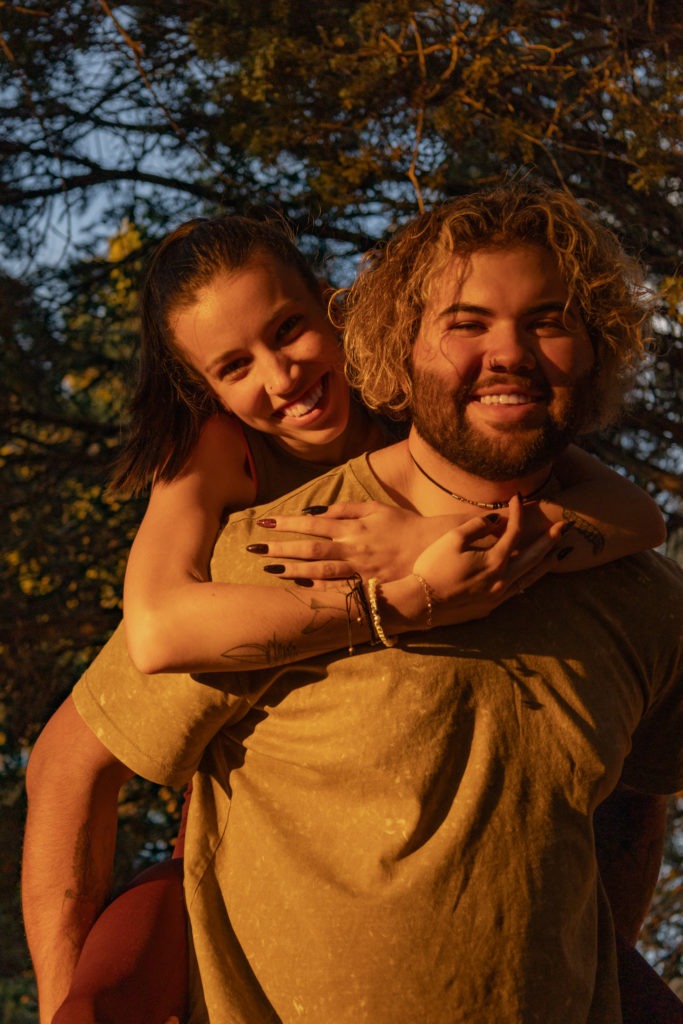 Couple Pictures with the girlfriend on the boyfriend's back 