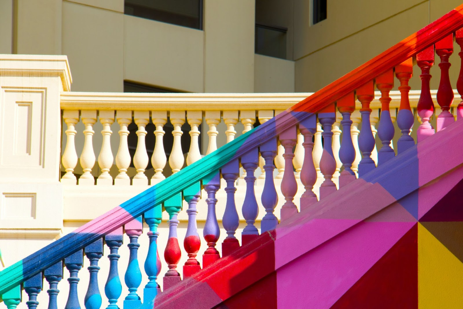 multi-colored stairway to show Color Theory