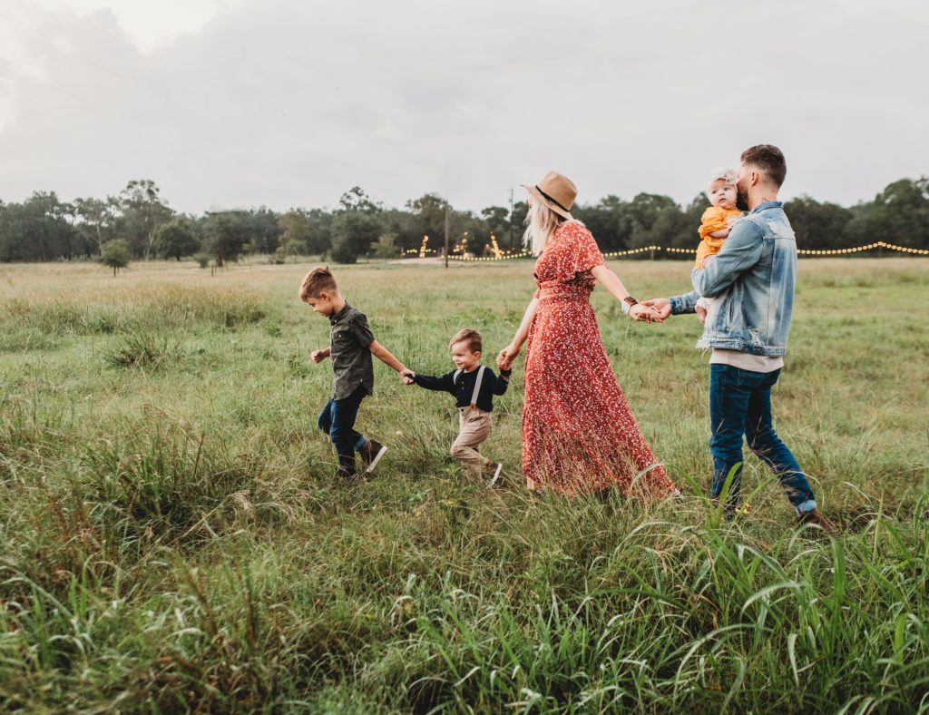 family pictures taken in a feild 