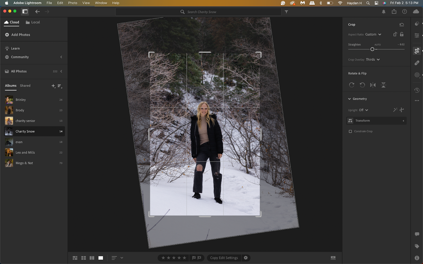 cropping for editing raw photos in Lightroom 